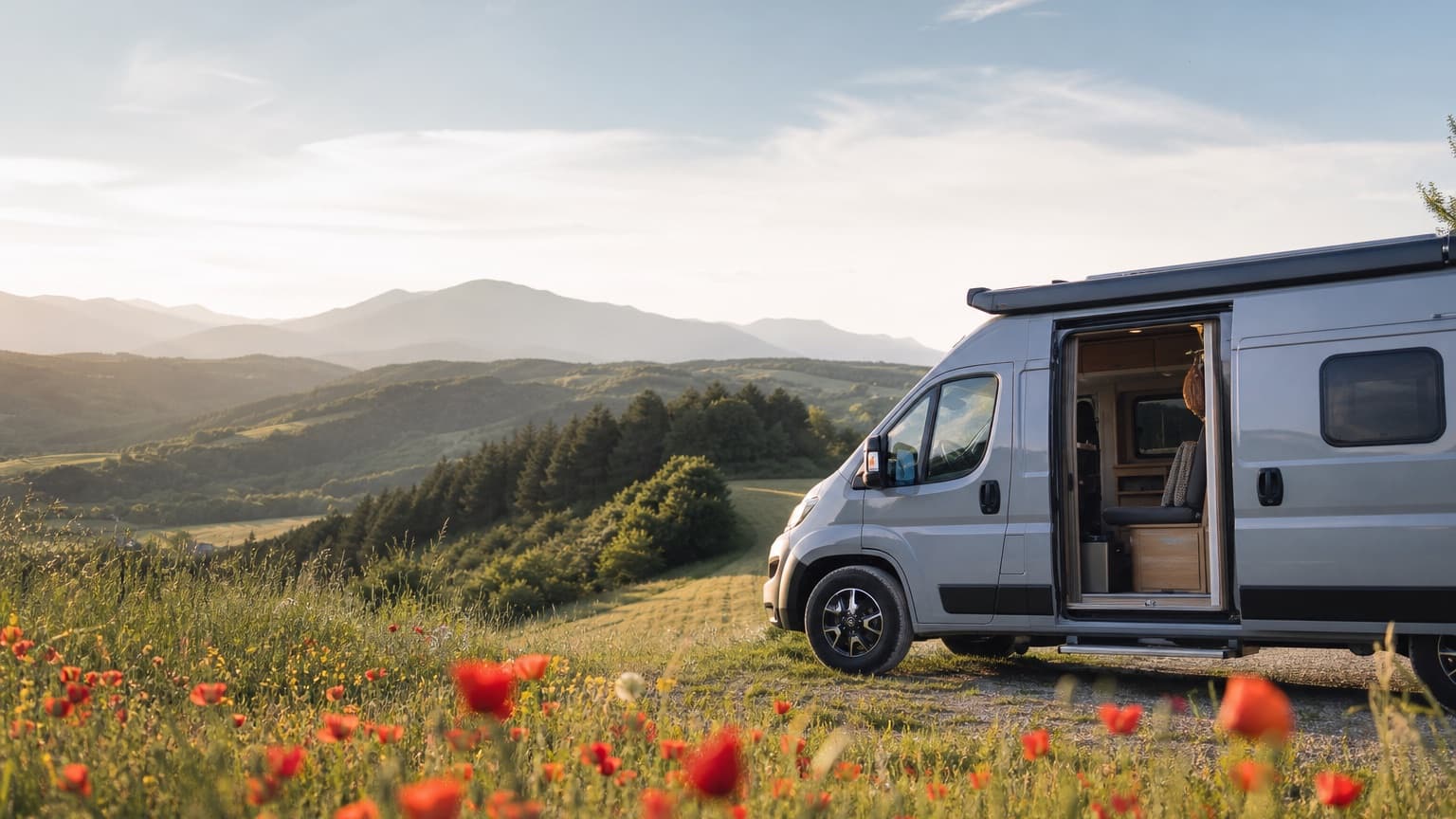 Minicamper in Berglandschaft
